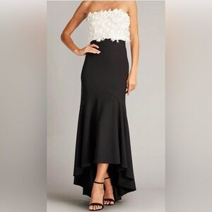 Tadashi Shoji CCE23423MDX - Floral Embellished Dress Ivory/Black NWT